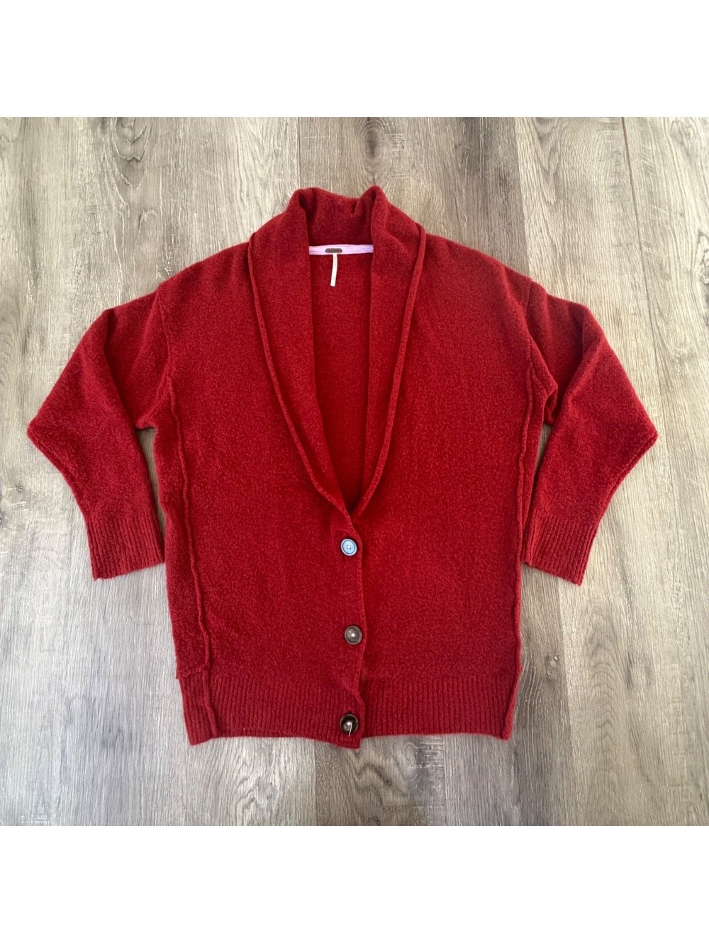Free People Oversized Red Eucalyptus Cardigan XS